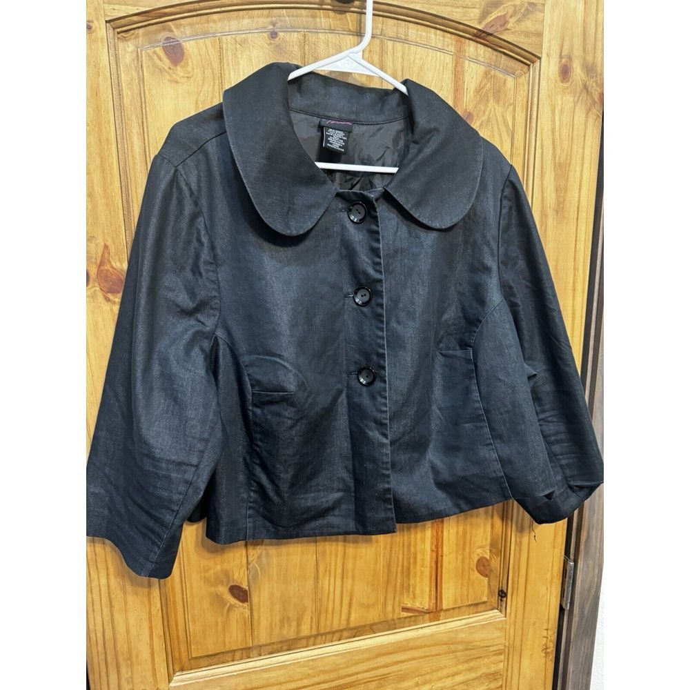 Lane Bryant Women's Lined‎ Black Gray Swing Jacket Blazer Size 4